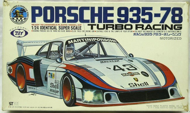 Tilt 1/24 Porsche 935 -78 Turbo Racing Motorized With Working LIghts, MT-78-W21-600 plastic model kit